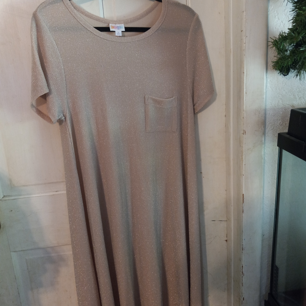 LuLaRoe High Low Dress in Shimmering Tan